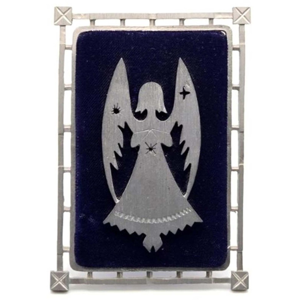 Vintage Angel Frame Italy Silver Aluminum Religious‎ Desk Decor Photo Picture
